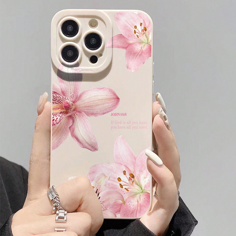 Phone Cases Protective - Blue Floral Painted Silicone INS Phone