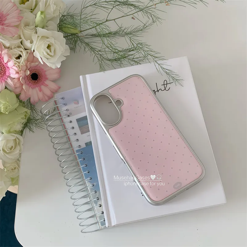 Phone Cases Polka Dot - Korean ins Cream Pink Polka Dot