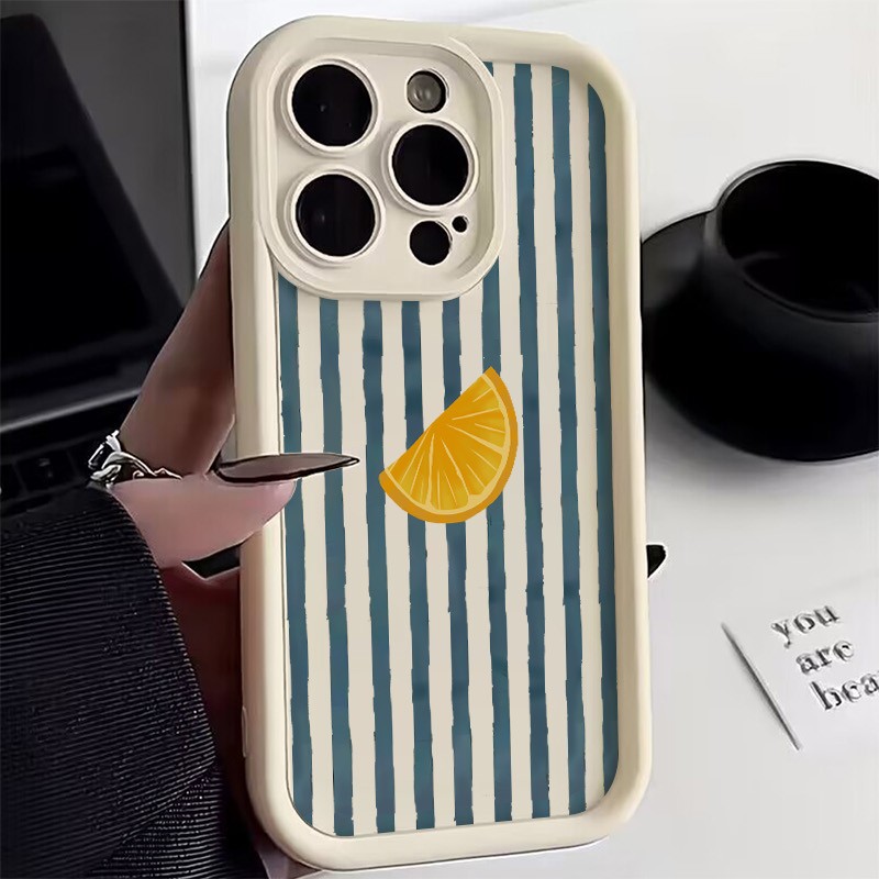 Phone Cases Protective - Striped Lemon Slice Pattern Phone Case