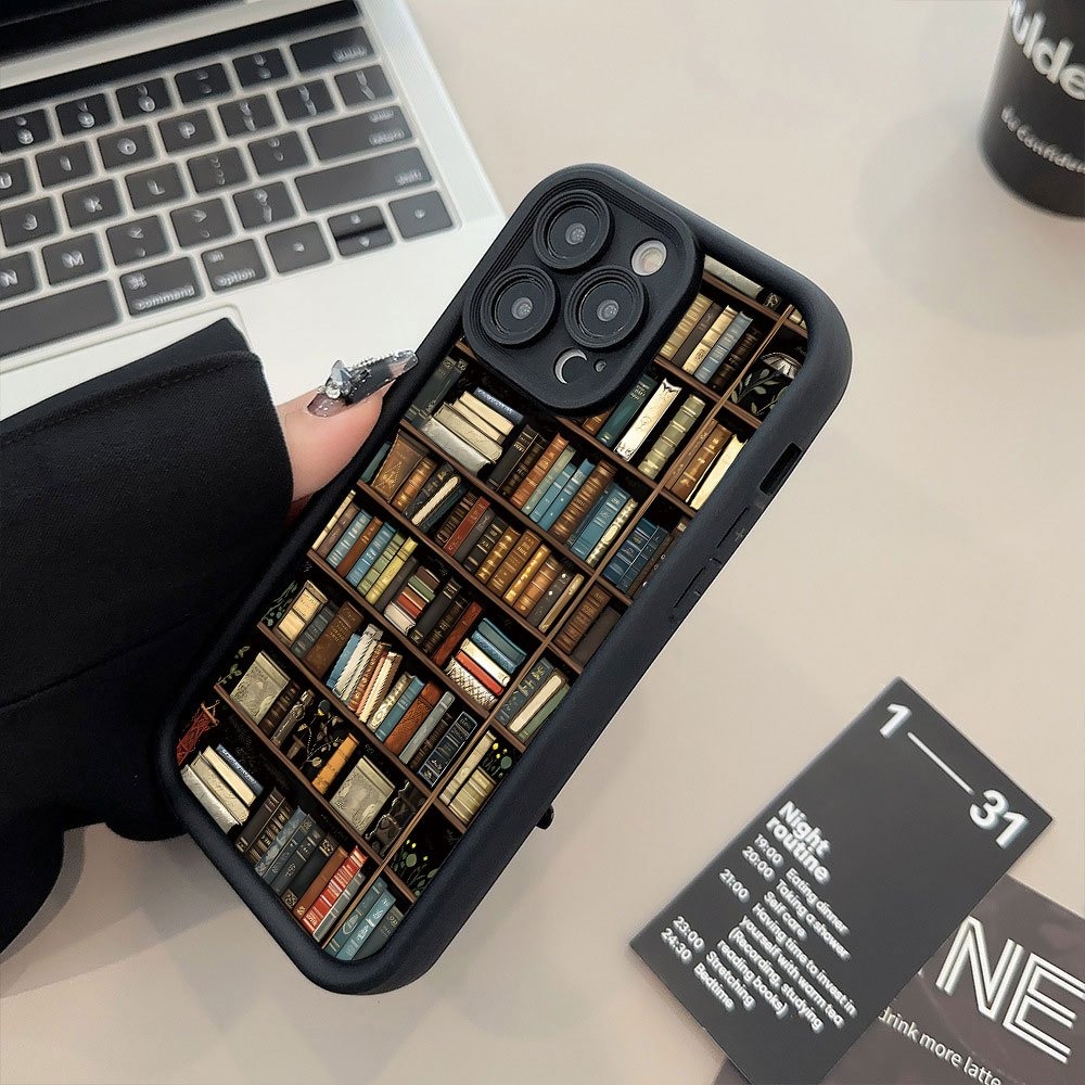 Phone Cases Protective - Book Shelf Creative Pattern Phone Case