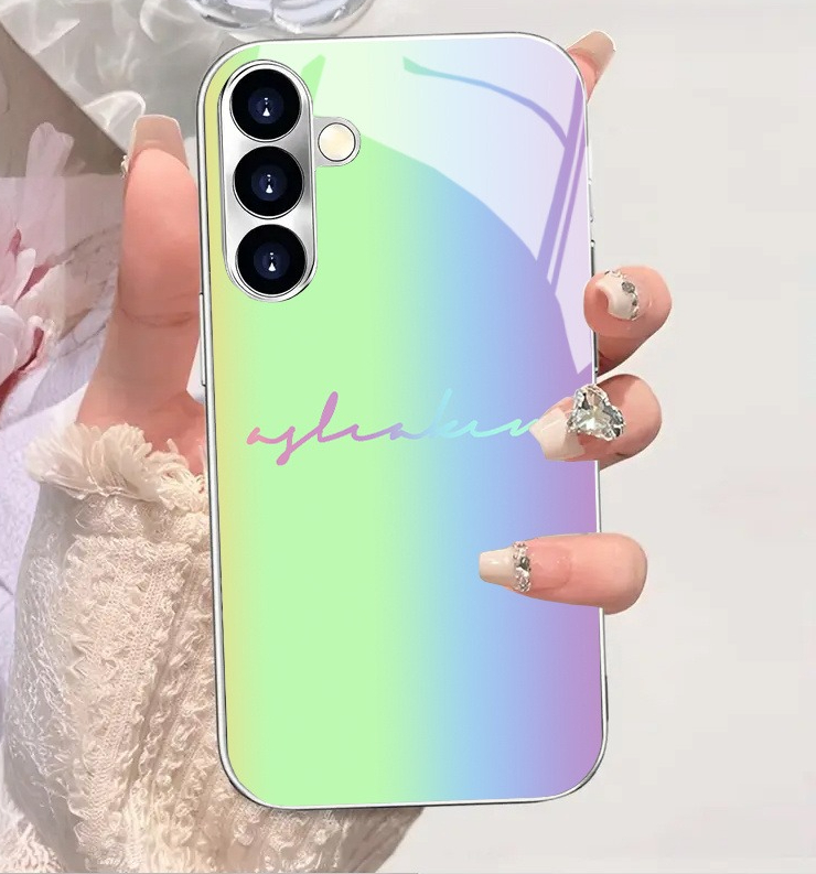 Phone Cases Green - Green and purple gradient electroplated glass