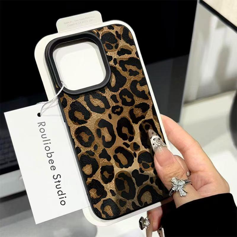 Phone Cases Protective - INS Brown Leopard Print Phone Case