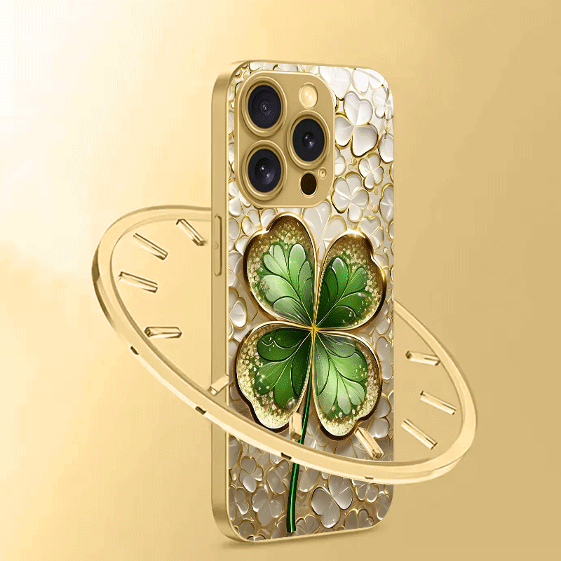 Gold and green contrasting fou - Phone Cases Green recension och pris