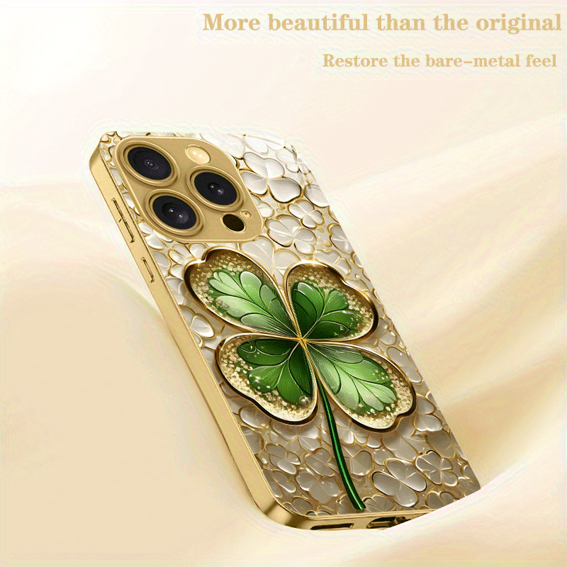 Gold and green contrasting fou - Phone Cases Green recension och pris