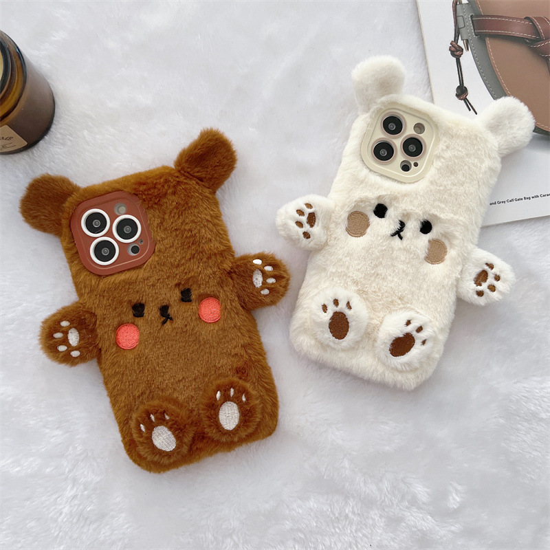 Korean 3D Cartoon Bear Fluffy  - Phone Cases Iphone 15 recension och pris