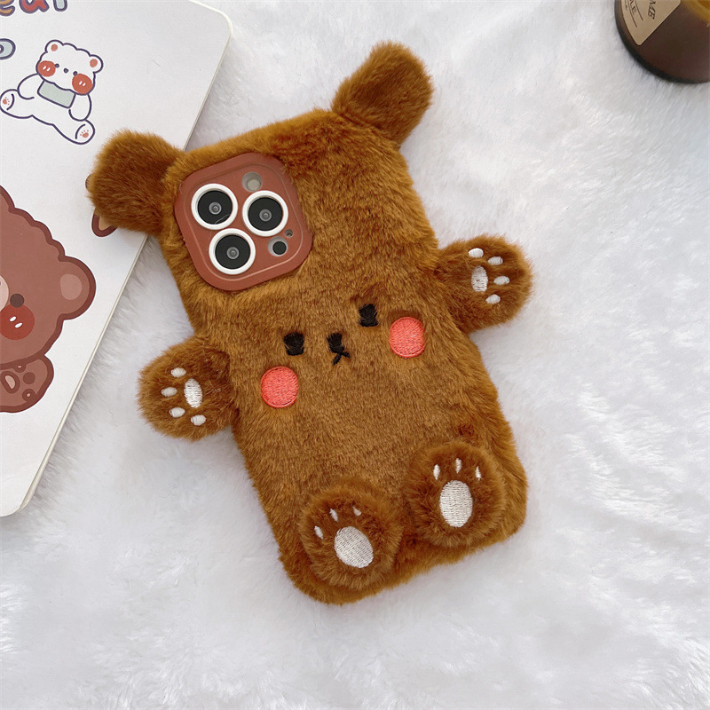 Korean 3D Cartoon Bear Fluffy  - Phone Cases Iphone 15 recension och pris
