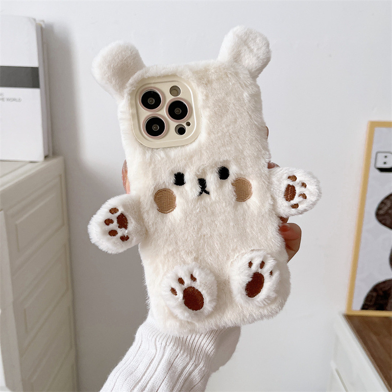 Korean 3D Cartoon Bear Fluffy  - Phone Cases Iphone 15 recension och pris