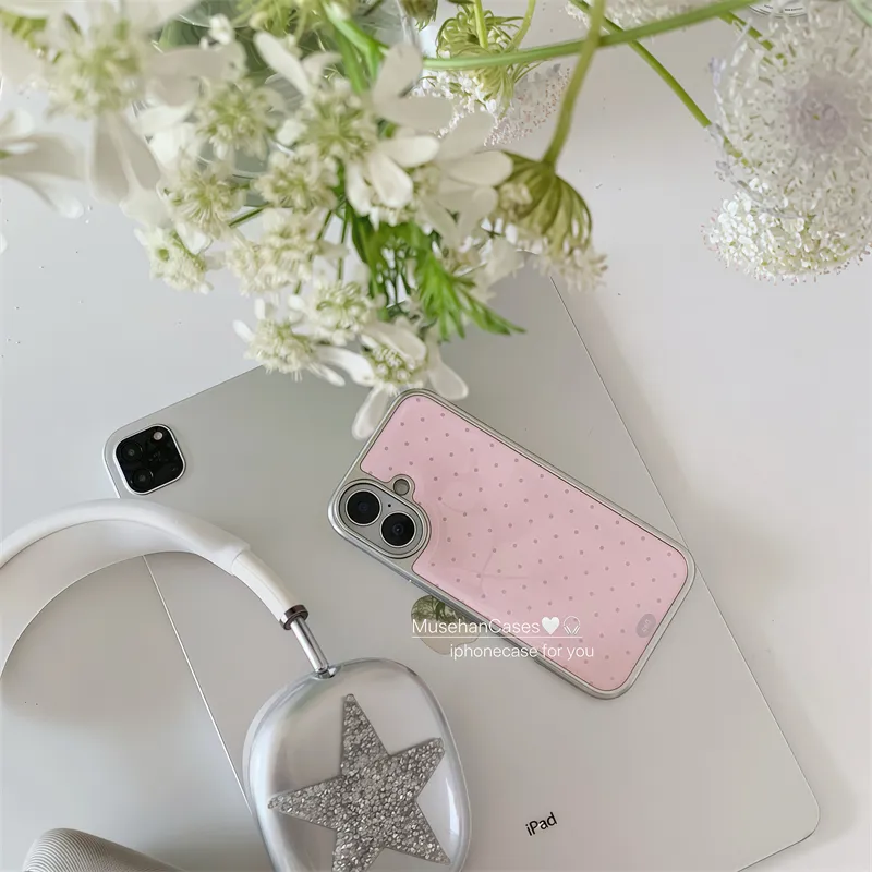Korean ins Cream Pink Polka Do - Phone Cases That Charge Your Phone recension och pris