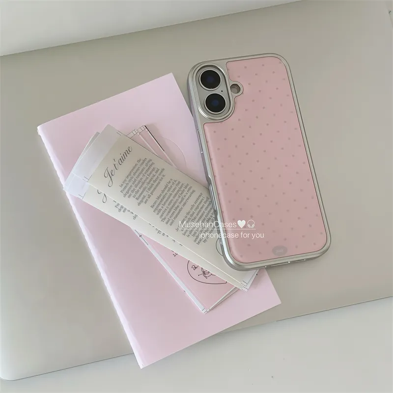 Korean ins Cream Pink Polka Do - Phone Cases That Charge Your Phone recension och pris