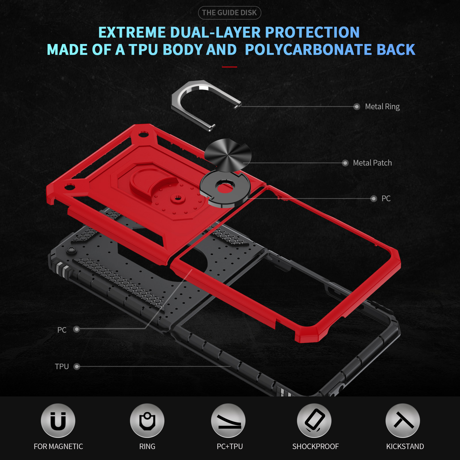 Military-grade Shockproof Phon - Ring Stand Case recension och pris